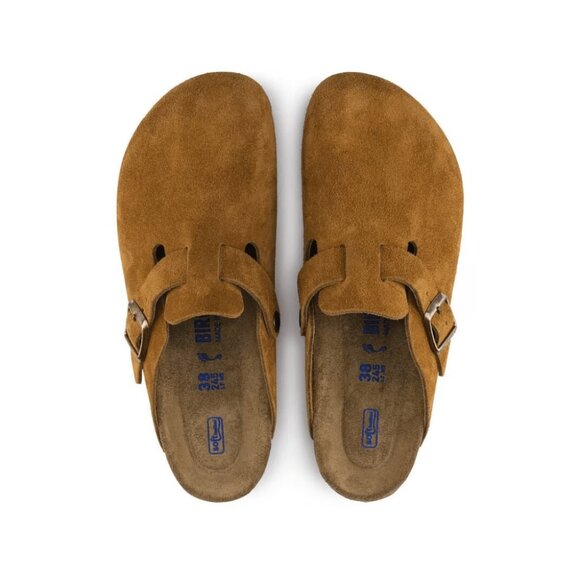 Birkenstock Boston Soft Footbed Unisex Suede Leather Clog Sandals - Mink